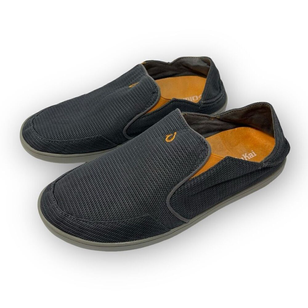 OluKai Nohea Dark Shadow Gray Mesh Slip On Loafers Men’s Size 10